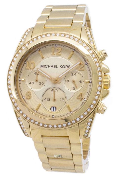 michael kors gold oversized runway watch with glitz|Michael Kors black runway watch.